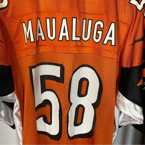 Vintage Ray Maualuga Cincinnati Bengals NFL Reebok Equipment Jersey Orange 58 - Picture 12 of 13